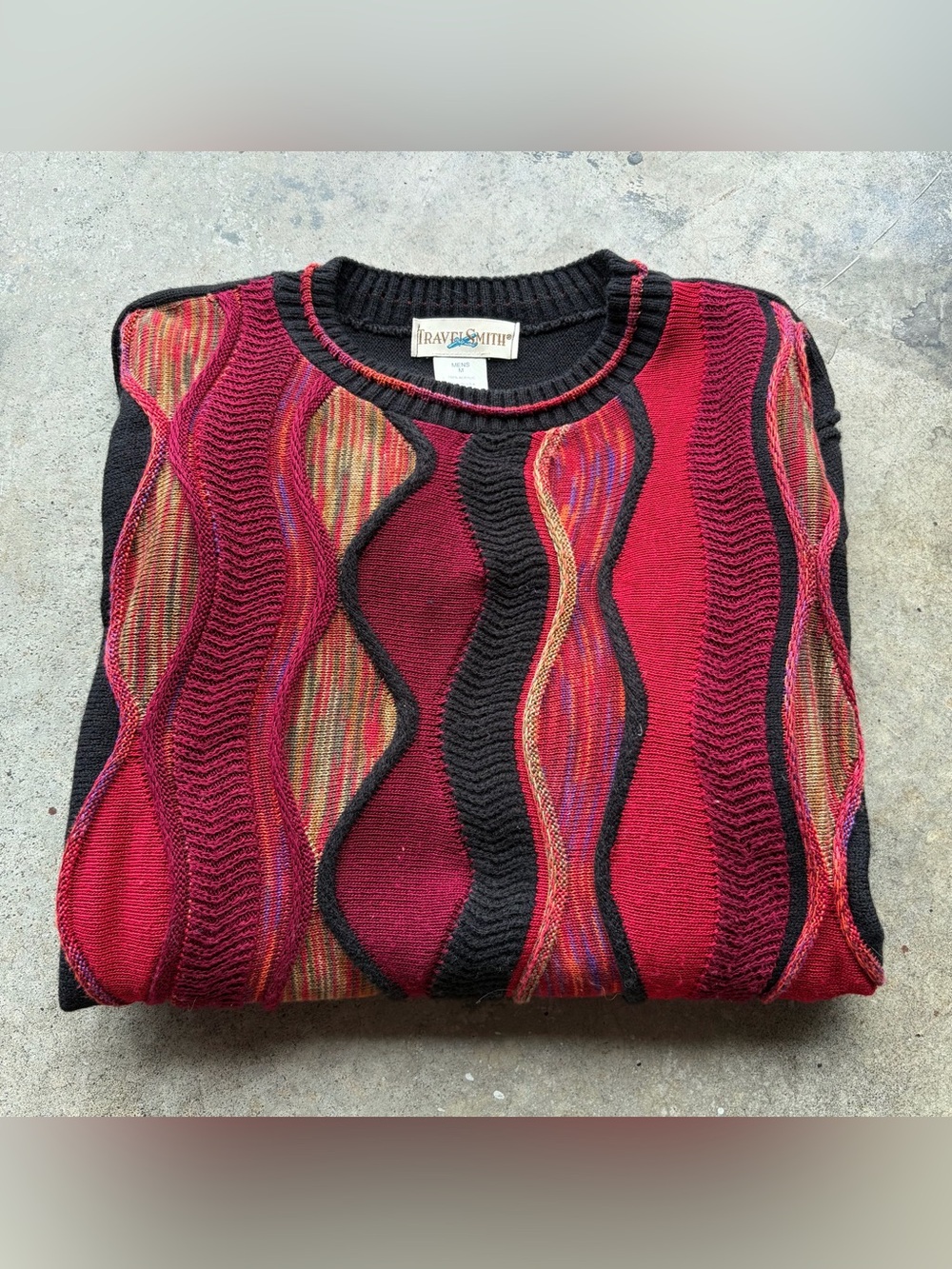 Vintage 90s Coogi Style 3D Knit Sweater by Travel Smith
